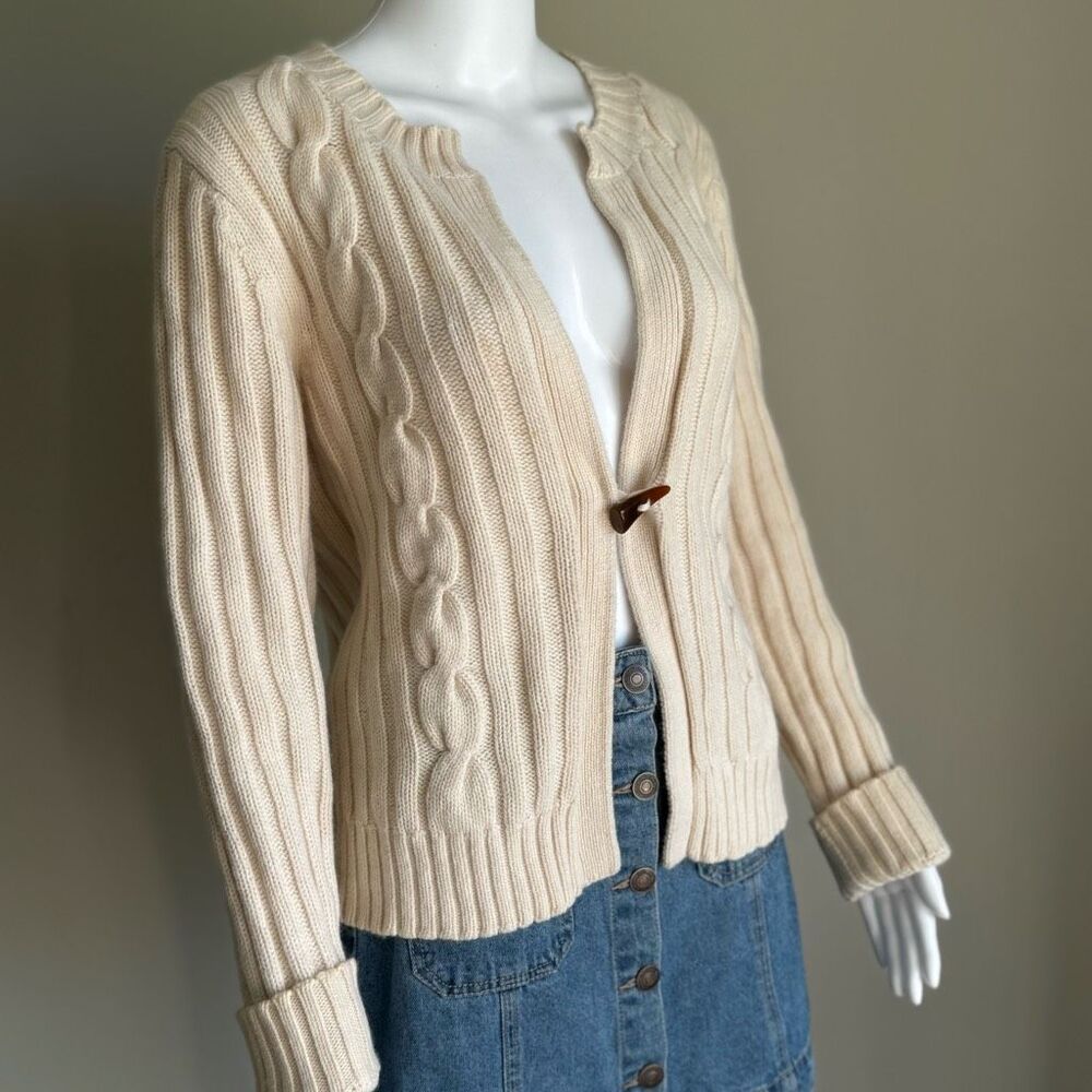 J. McLaughlin Wool Angora Cable Knit Sweater With Tusk Closure